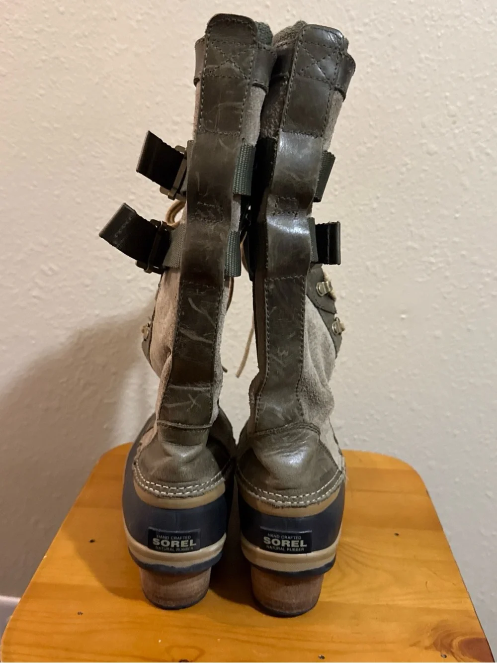 Sorel Carly II Suede Conquest Olive and Navy Lace-Up Waterproof Duck Boots